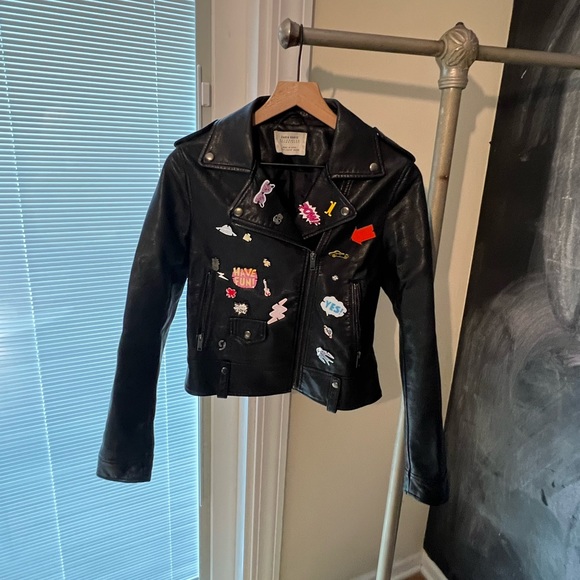 Zara Faux Leather Biker Jacket with Fun Pins - Picture 5 of 9